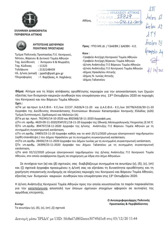 Ο Δήμος Ηρακλείου Αττικής έκανε όλες τις κινήσεις για τις αποζημιώσεις από τον ανεμοστρόβιλο – Απόδειξη η αίτηση της Περιφέρειας προς το Υπουργείο για οριοθέτηση